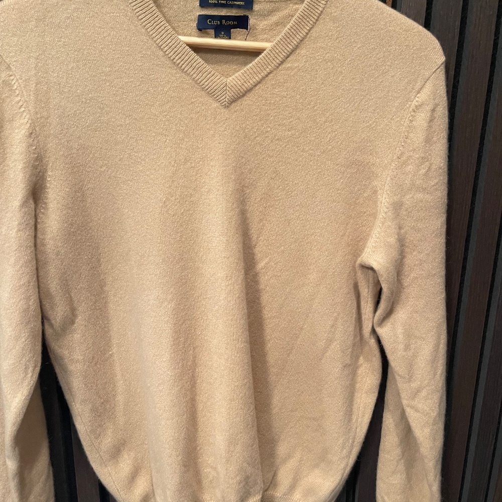 Charter Club Club Room - Tan Cashmere V-Neck Sweater - Sz. S